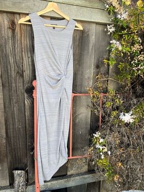 Express Light Gray Twist-Front Midi Dress